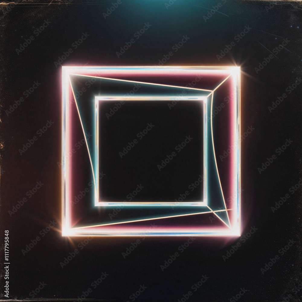 Poster abstract background with surreal geometric shapes frame. generative ai