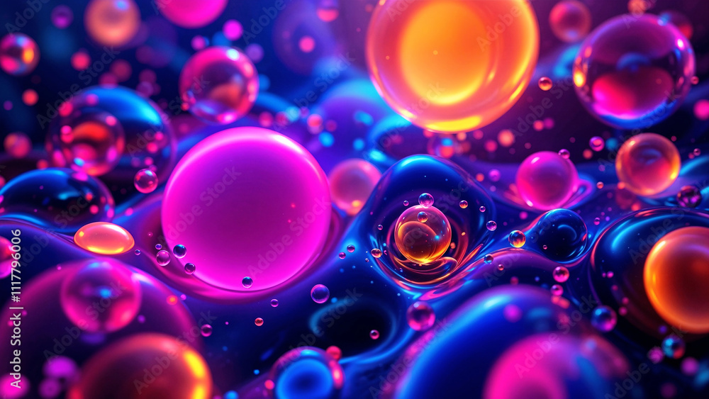 Poster abstract background with surreal waves of cosmic energy bubbles. generative ai