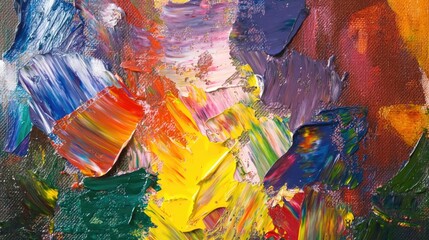 A close-up view of a vibrant and expressive painting on a canvas, perfect for decorative or artistic purposes