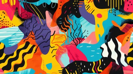 Abstract colorful pattern with dynamic shapes and vibrant designs.