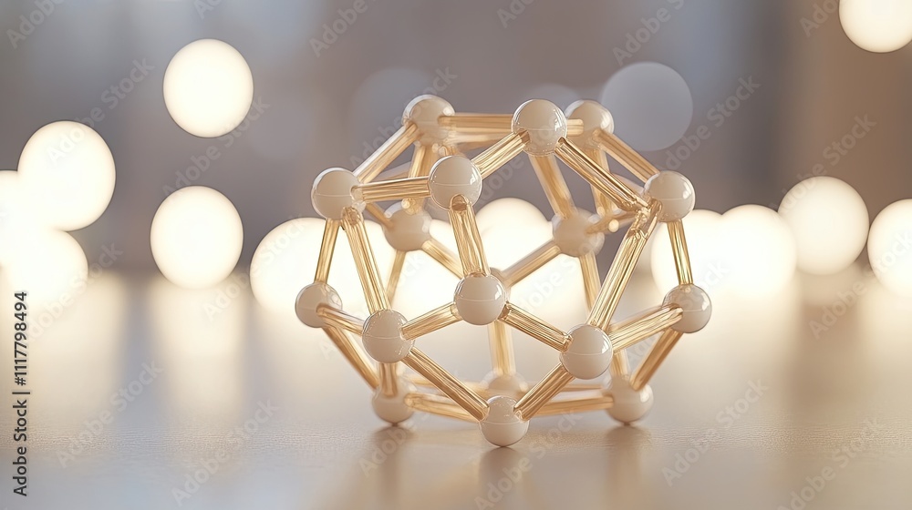 Poster 3d geometric structure model with soft focus background light