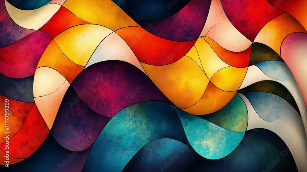 Aufkleber abstract waves of color: a vibrant and dynamic abstract background with a captivating blend of bold,