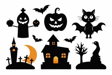 set of halloween elements