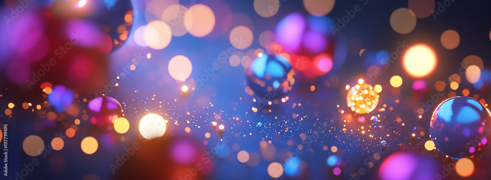 Poster colorful abstract background with glowing orbs and vibrant bokeh effects during a festive atmosphere