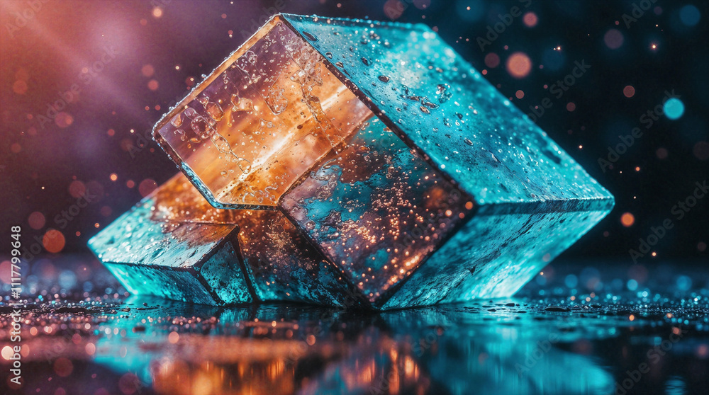 Poster abstract 3d background with surreal geometric shapes. generative ai .
