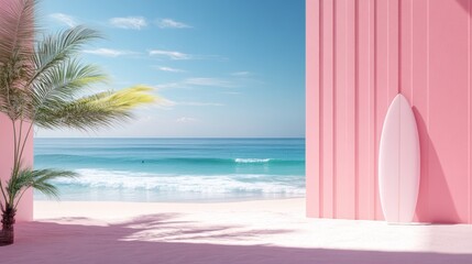Pink Wall with Beach View