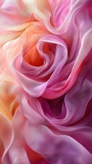 Fototapeta premium Elegant colorful fabric swirling to create a beautiful abstract design in shades of pink and orange