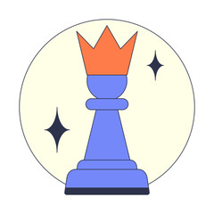 A crowned chess pawn symbolizes potential and transformation.