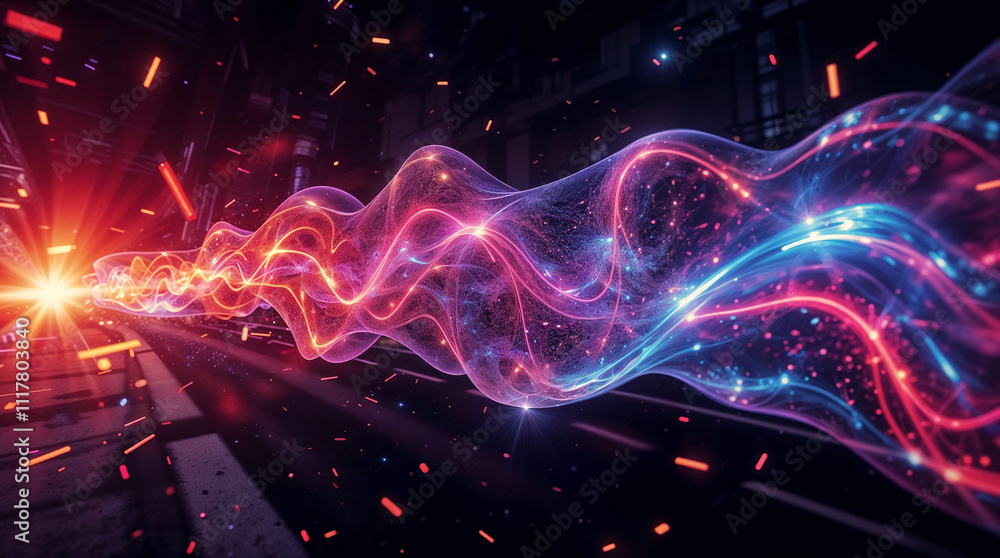 Poster abstract background with surreal lines of energy and speed surge . generative ai
