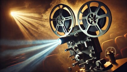 Old Film Projector with Cinematic Lighting