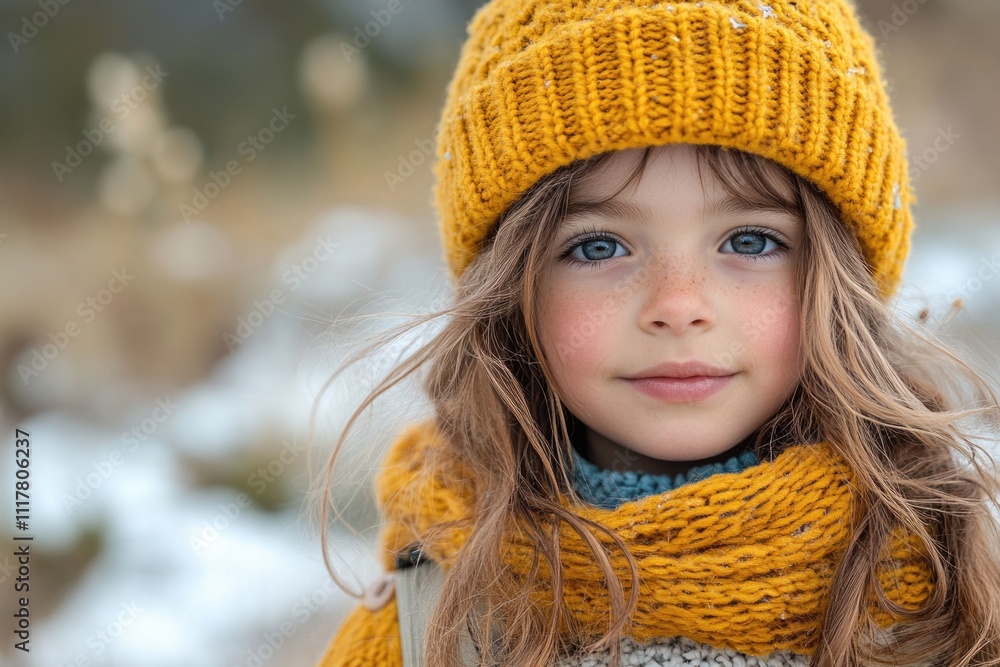 Poster A young child dressed in bright colors, perfect for adding warmth and energy to any project