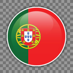 Portuguese flag icon on checkered background. Vector icon for mobile apps, UI or web design