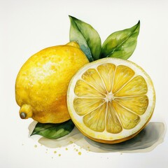This vibrant watercolor illustration of fresh lemons is perfect for food blogs and ecofriendly packaging