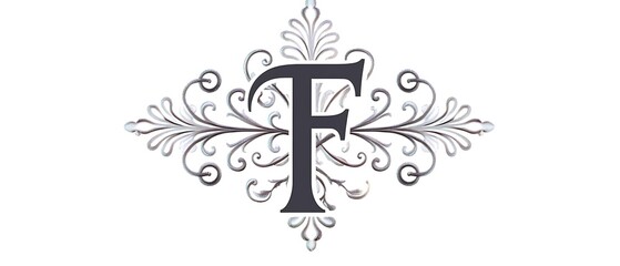 Elegant letter F monogram with ornate floral design.