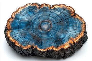 A close-up shot of a wooden plank featuring a blue-colored core