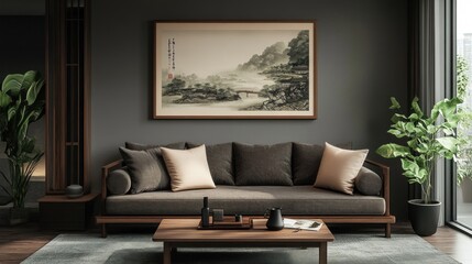 Modern Minimalist Living Room with a Japanese Influence