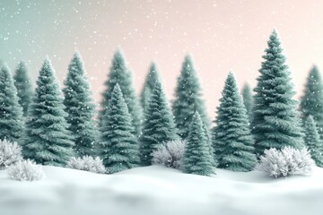 Fototapeta premium Group of trees covered in snow, winter landscape