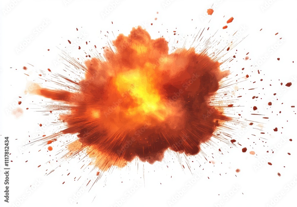 Poster a large explosion is depicted in the image, with a lot of red and yellow colors. the explosion is su