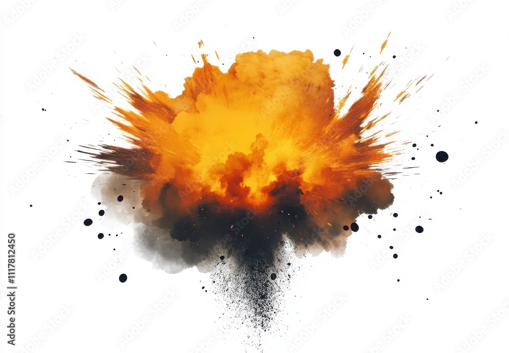 Wall mural a large explosion is depicted in the image, with a cloud of smoke and debris surrounding it. the exp