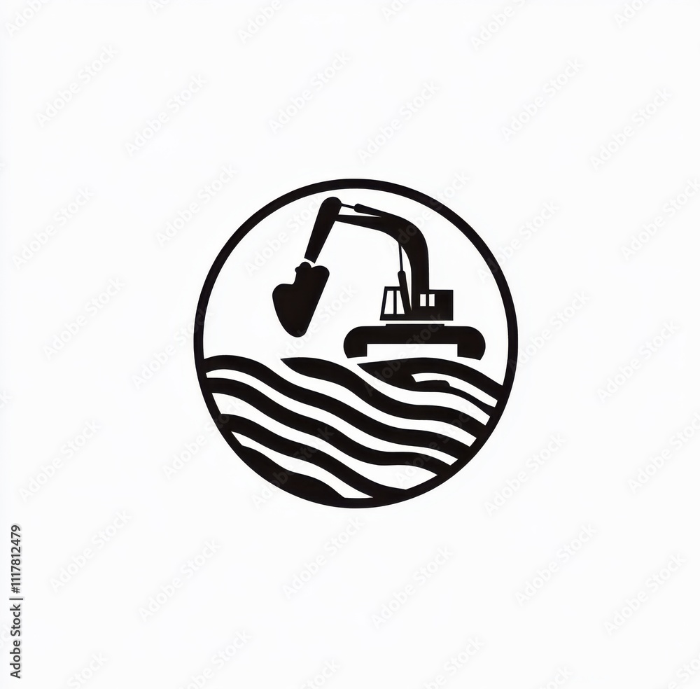 Poster a black and white image of a large construction vehicle with a scoop on the front. the image is of a