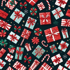 Obraz premium Christmas Gifts with Festive Patterns generative by AI
