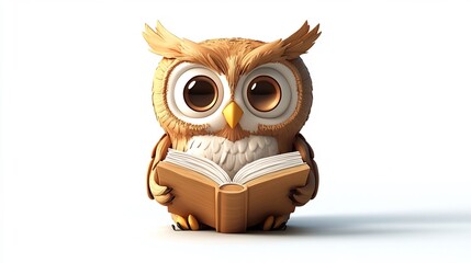 Fototapeta premium Curious Owl Reading a Book Representing Education Knowledge and Intellectual Curiosity