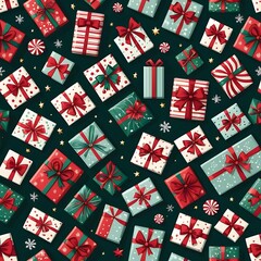Fototapeta premium Christmas Gifts with Festive Patterns generative by AI