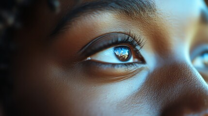 A close-up of a woman's eye.