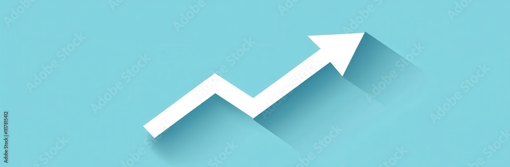 Poster a white arrow pointing upwards on a blue background. the arrow is drawn in a way that it is floating