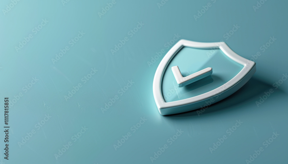 Poster digital icon of a shield and checkmark, a modern illustration of a shield with a checkmark, symboliz