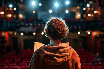 Fototapeta premium Talented people preparing for performance at theatre generative ai image