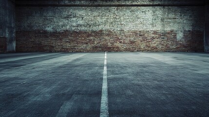 Obraz premium Urban Grunge Style Empty Street with Brick Wall Background