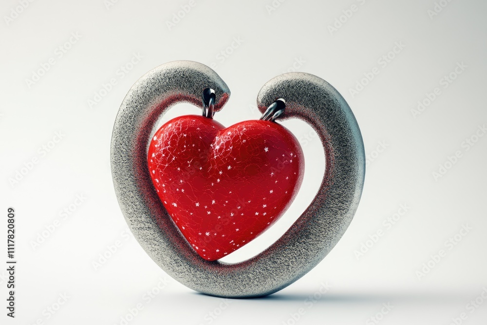 Poster a heart shaped object sits on a white surface, great for use in illustrations, designs and more