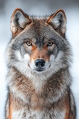 Fototapeta premium Majestic Gray Wolf Portrait Intense Gaze, Luxurious Fur, Wildlife Photography