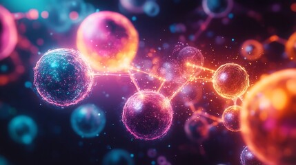 Fototapeta premium Glowing Cosmic Spheres in a Futuristic Digital Universe of Vibrant Energy and Motion