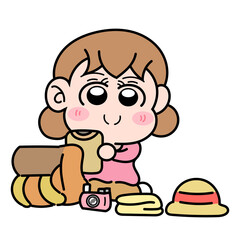 旅行の準備をしてる女の子