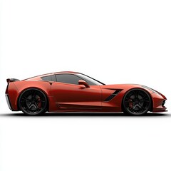 Fototapeta premium Sleek Copper-Colored Sports Car, Side Profile View on White Background - High-Resolution Image for Automotive Advertising