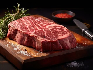 Slicing prime ribeye to perfection a chef's artistry in a professional kitchen with steaming butter melting over medium-rare steak