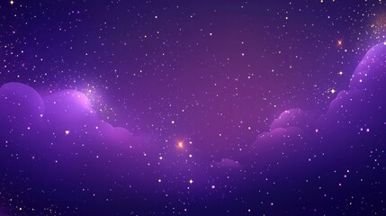 A dreamy purple starry night sky with clouds 