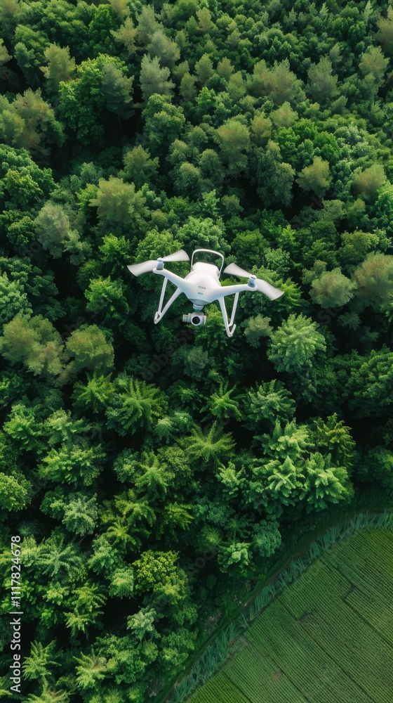 Poster monitoring crop health with precision agriculture drones enhancing yield in agricultural fields thro