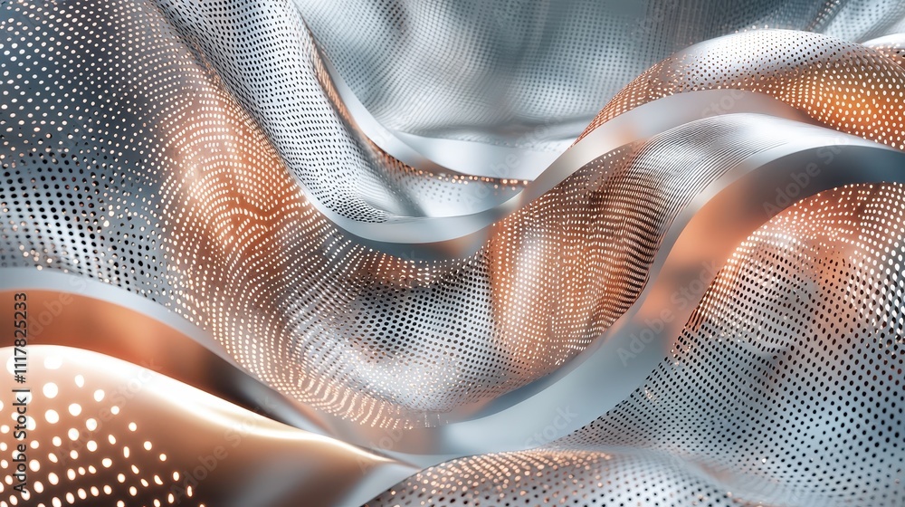 Poster flowing streams of light infused with binary patterns in a captivating abstract design