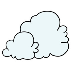 Hand drawn cartoon cloud on a white background.