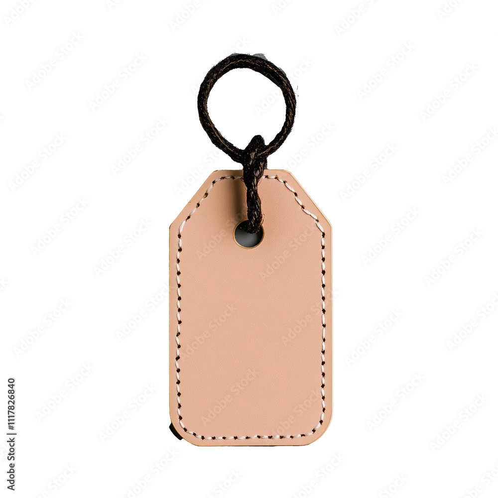 Poster plain leather tag with loop on transparent background
