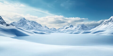 Obraz premium Majestic Snow-Capped Mountains Under Blue Sky in Winter Landscape