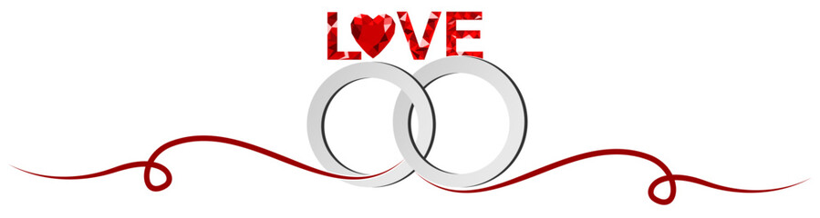 wedding rings with red lines, capturing the elegance and symbolism of eternal love vector art.	