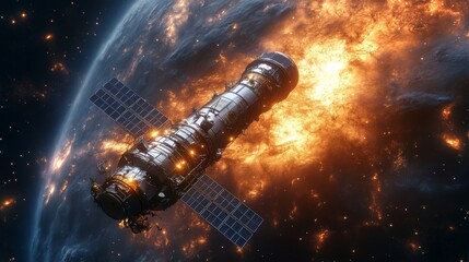 View of a space telescope in orbit capturing the wonders of the universe from afar