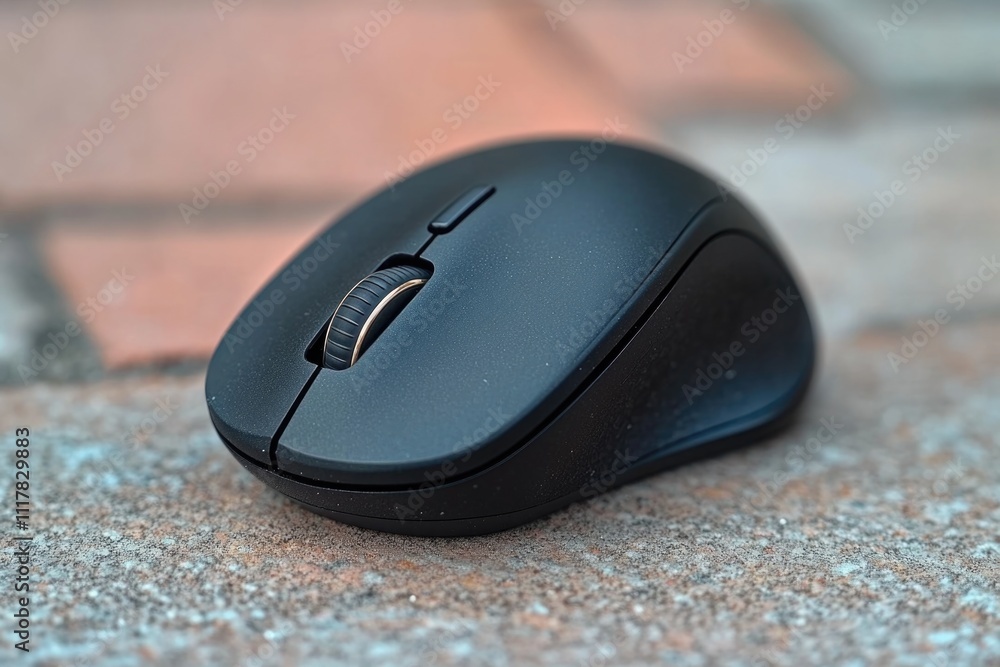 Fototapete a computer mouse sits on a sidewalk, perfect for use as an icon or symbol