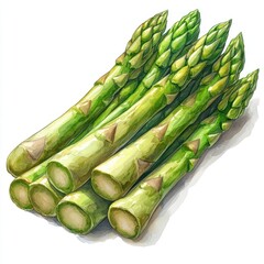 A bunch of fresh green asparagus stalks arranged neatly.