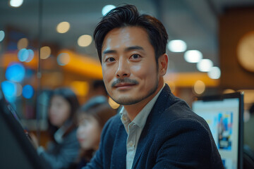 Fototapeta premium Professional engineer in industrial uniform at big company enterprise generative AI