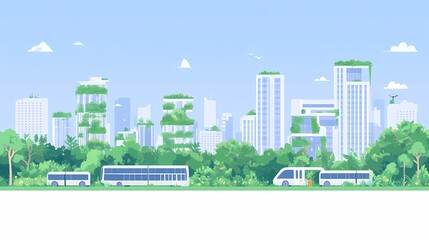 Green illustration, green city of the future
